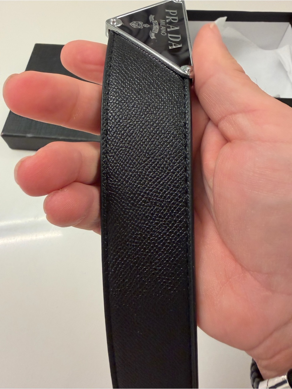 Prada Milano black Saffiano leather belt size 38 - Picture 6 of 10